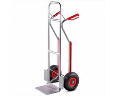 Aliumininis rankinis vežimėlis, 200 kg talpa, sandėliui ir parduotuvei, pneumatinės padangos, dvigubas rėmas, sunkiasvoris vežimėlis