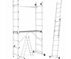 Aliuminio darbo platforma, pastolių kopėčios, 3-in-1 daugiafunkcinės kopėčios, didelės apkrovos darbo platforma, 150 kg talpos darbo platforma