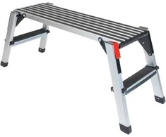 Aliuminio darbo platforma, sulankstoma pakopa, lengvas pastoliai namams ir statybai, 150 kg talpa, neslystanti darbo platforma