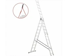 Aliuminio daugiafunkcinės kopėčios, 3x10, universalios laiptams, 7.55 metro, 150 kg talpa, su kabliu
