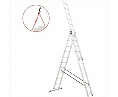 Aliuminio daugiafunkcinės kopėčios, 3x10, universalios laiptams, 7.55 metro, 150 kg talpos, su kabliu