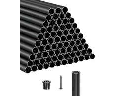Aliuminio laiptų baliustrai, 660 mm ilgio strypai su varžtais ir turėklų dangteliais, 101 vnt. pakuotė, juodos metalinės laiptų turėklų dalys, lauko verandos turėklai