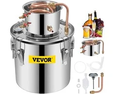 Alkoholio distiliavimo aparatas 19 L, eterinio aliejaus distiliatorius su vandens pompa, alkoholio varymo įranga, naminukės aparatas, spirito gamybos rinkinys