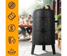 Anglies grilis, 3-in-1 grilis rūkykla viryklė, su termometru, nešiojamas sodo grilis, gaminimas lauke, BBQ grilis
