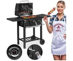 Anglies kepsninė lauke, reguliuojamas aukštis, juoda BBQ grilius, šašlykinė, kepimo grotelės
