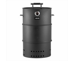 Anglinė rūkykla-kepsninė, 470 mm statinės formos BBQ, dengto plieno lauko kepsninė su 2 grotelėmis, kabinimo strypu, kabliukais ir termometru, skirta kiemui ir terasai, barbekiu rūkykla
