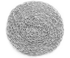Anglinio plieno grandinė, cinkuota, 6 mm x 30.48 m, 698 kg keliamoji galia, įrodyta ritininė grandinė, anglinio plieno grandinės stropas
