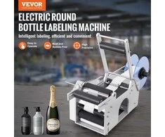 Apvalių butelių etiketavimo mašina, pusiau automatinė, elektrinė, su prispaudimo juosta, butelių etiketėms klijuoti, etikečių aplikatorius