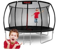 Apvalus 374 cm (12 pėdų) batutas su vidiniu tinklu, sodo batutas, lauko batutas, batutas su apsauginiu tinklu, batutas vaikams