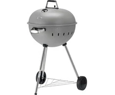Toya Sa Poland Apvalus anglies grilis, lauko gaminimui, didelis 54 cm kepimo paviršius, nešiojamas sodo grilis, pilkas BBQ
