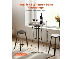 Apvalus baro stalas 60 cm, bistro stalas, terasos valgomasis stalas, aukštas baro stalas, stalas mažoms erdvėms