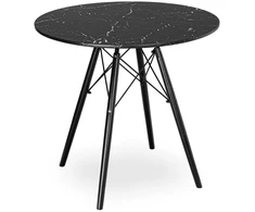 Apvalus modernus stalas Paris Juodas 80 cm, marmuro efekto, juodas, virtuvės, svetainės stalas, valgomojo, kavos staliukas