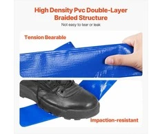 Atbulinio plovimo žarna nuotekų valymui ir vandens transportavimui, aukštos kokybės PVC su spaustukais ir jungtimis, 50.80 mm x 30.48 m, mėlyna žemės ūkio žarna, laistymo įranga