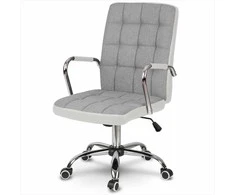 Audininė biuro kėdė, pilka ir balta, reguliuojamo aukščio, pasvirimo funkcija, ergonomiškas atlošas, patogi biuro kėdė