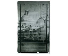 Audinio spinta su „Venice“ raštu, 8 lentynos, 100x50x170 cm, drabužių laikymo spintelė, rūbų spinta, medžiaginė spinta