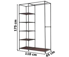 Audinio spinta tamsiai ruda, metaliniu rėmu, 110x45x175 cm, drabužių saugykla, nešiojama, sulankstoma, lengva spinta