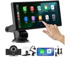 Automagnetola 10" CarPlay Android Auto, Galinio ir Priekinio Vaizdo Kamera, Nešiojama Automobilio Multimedija
