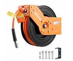Automatinė oro žarnos ritė garažo dirbtuvėms, 15 m hibridinė žarna, automatinis suvyniojimas, 180° pasukamas laikiklis, oro kompresoriaus žarnos ritė, sieninė žarnos ritė, pneumatinė įranga