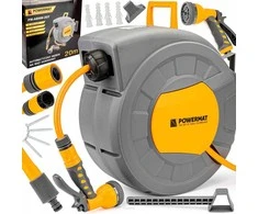 Powermat Automatinė sodo žarnos ritė, tvirtinama prie sienos, 20 metrų žarnos talpa, patogi laistymo sistema, ištraukiama sodo žarnos ritė