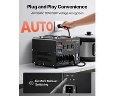 Automatinis įtampos keitiklis 6000VA, didinimo ir mažinimo transformatorius, 3 JAV ir 3 ES lizdai, LCD ekranas, apsauga nuo perkrovos, automatinis įtampos atpažinimas, srovės adapteris