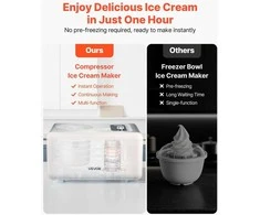 Automatinis ledų gaminimo aparatas, 2 litrų kompresorinis gelato aparatas, elektrinis šerbeto gaminimo aparatas namams, greitas šaldytų desertų aparatas, tylus ledų aparatas