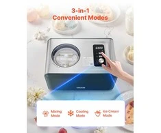 Automatinis ledų gaminimo aparatas, kompresorinis gelato aparatas, 1.5L elektrinis šerbeto gaminimo aparatas, namų virtuvės ledų aparatas, greitas šaldytų desertų gaminimo aparatas
