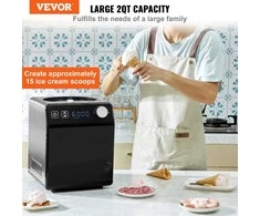 Automatinis ledų gaminimo aparatas namams, 2.0 l, elektrinis jogurto, gelato gamintojas, juodas ledų aparatas, šaldytų desertų mašina
