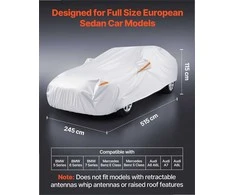 Automobilio uždangalas pilno dydžio europietiškam sedanui, vandeniui atspari viso kėbulo apsauga, sidabrinis individualus pritaikymas, visų sezonų auto tentas