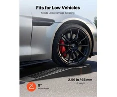 Automobilių rampos, nešiojamos žemo profilio rampos garažui ir alyvos keitimui, sustiprintos rampos žemai važiuoklei, 65 mm pakėlimo aukštis, ratų atramos