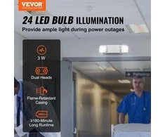 Avarinis LED šviestuvas su baterija. Evakuacijos ženklas, avarinis apšvietimas, išėjimo rodyklė.