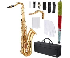 B plokštumos tenoro saksofonas pradedantiesiems, auksinis, su dėklu, 23 klavišai, sodrus tonas, tenorinis saksofonas, Bb saksofonas