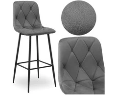 Baro kėdė, grafito velvetas, dygsniuota sėdynė, metalinės kojos, 111 cm aukščio virtuvės baro taburetė, pusbario kėdė