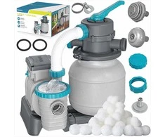 Baseino smėlio filtro siurblys, 6056 l/h srautas, sodo baseinams, su filtro terpės suderinamumu, 230W galia