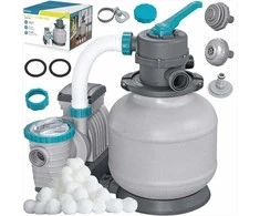 Baseino smėlio filtro siurblys, sodo baseinams, didelis srautas, su filtravimo rutuliukais, 8327 l/h