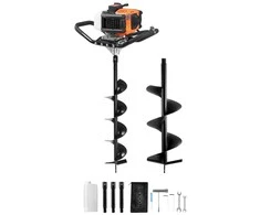Benzininis žemės grąžtas 52cc 1450W, 150mm/250mm grąžtai, prailgintuvas, grunto gręžtuvas, sodo grąžtas