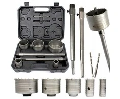 Betono sienos gręžimo karūnų rinkinys, 9 dalių komplektas su SDS plus ir SDS MAX adapteriais, 30-100 mm skylių pjūklų rinkinys, mūro grąžtų rinkinys betonui, plytoms ir plytelėms