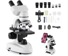 Binokulinis mikroskopas 40-2000x, LED apšvietimas, mokslui, mokymuisi, biologijai, namų laboratorijai