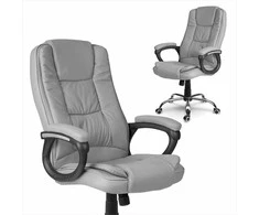 Biuro kėdė, pilka ergonomiška kompiuterio kėdė, reguliuojamas aukštis, supimo funkcija, patogi darbo kėdė