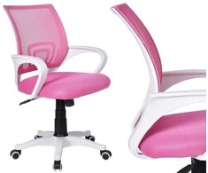 Biuro kėdė, reguliuojamas aukštis, TILT funkcija, balta/rožinė, ergonomiška, sukiojama, ofiso kėdė, darbo kėdė, kompiuterio kėdė