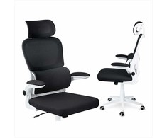 Biuro kėdė su kvėpuojančiu tinkleliu, reguliuojamu aukščiu, ergonomine atrama, supimo funkcija, juoda biuro kėdė