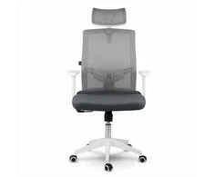 Biuro kėdė su mikro-tinklu, pilka ergonomiška kėdė su reguliuojama galvos atrama, supimo ir aukščio reguliavimu, patogi kompiuterio kėdė namams ir biurui
