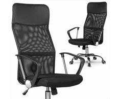 Biuro kėdė su tinklelio atlošu, ergonomiško dizaino, juoda moderni darbo kėdė, reguliuojamas aukštis, patogus sėdėjimas