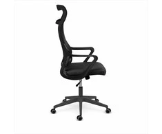 Biuro kėdė su tinklelio atlošu, reguliuojamu aukščiu, supimo funkcija, ergonomiško dizaino, patogi sėdynė, juoda biuro kėdė