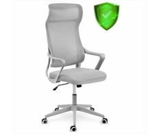 Biuro kėdė su tinklelio atlošu, reguliuojamu aukščiu, ergonomišku dizainu, supimo funkcija, pilka darbo kėdė