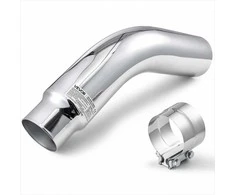 Chromuotas išmetimo vamzdžio antgalis su spaustuku, universalus žemyn nukreiptas duslintuvo antgalis sunkvežimiams ir visureigiams, 101.6 mm įvadas, 127 mm išvadas, atsparus karščiui