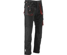 Yato Darbo kelnės, dydis 2XL, devynios kišenės, juodos ir raudonos spalvos, patvari medžiaga