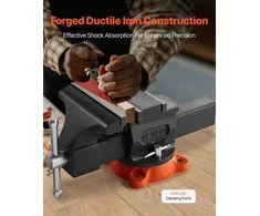 Daugiafunkcinis stalinis spaustuvas, 203 mm žandikaulio plotis, tvirtas pasukamas fiksavimo pagrindas, metalo apdirbimo spaustuvas darbastaliui
