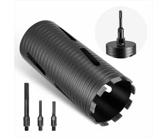 Deimantinė gręžimo karūna gelžbetoniui, raudonoms plytoms ir mūrui, sausas deimantinis gręžimas su 3 adapteriais, 102 mm skersmuo, sauso gręžimo karūna, betono grąžtas