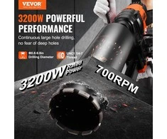 Deimantinė šerdinė gręžimo mašina, 3200W betono šerdies gręžimo įrenginys, 20-250mm šerdies gręžimas, didelio našumo šerdies gręžtuvas betonui, akmeniui, plytoms