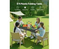 Didelis sulankstomas stalas, tvirtas nešiojamas universalus stalas, vidaus lauko plastikinis stačiakampis stalas vakarėliams, stovyklavimui, valgymui, renginiams
